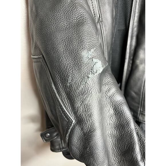 AM Leather 100% Leather Black  Motorcycle Riding Jacket w/ Pockets Mens Size 46 - Picture 4 of 11
